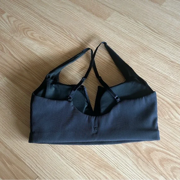 BuffBunny Black Ribbed Cross Sports Bra XL - Picture 6 of 6